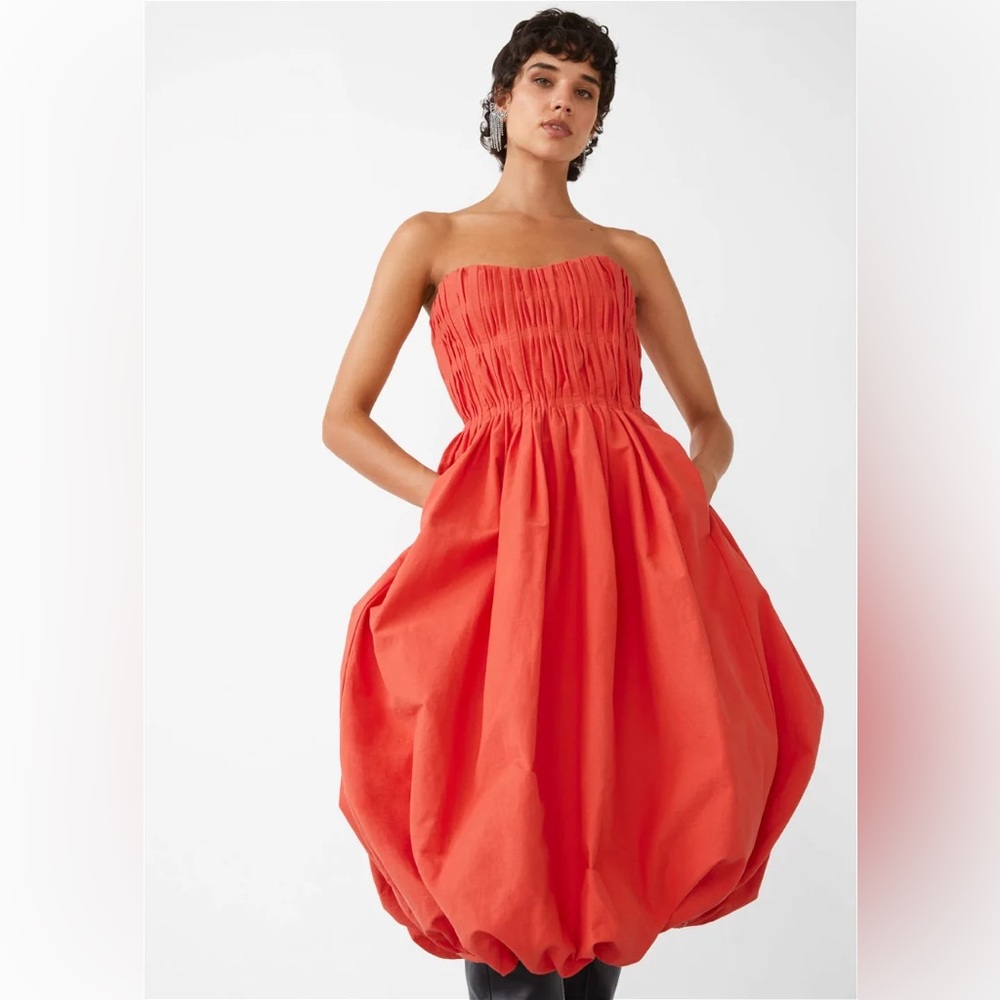 & Other Stories Gathered Balloon Midi Dress